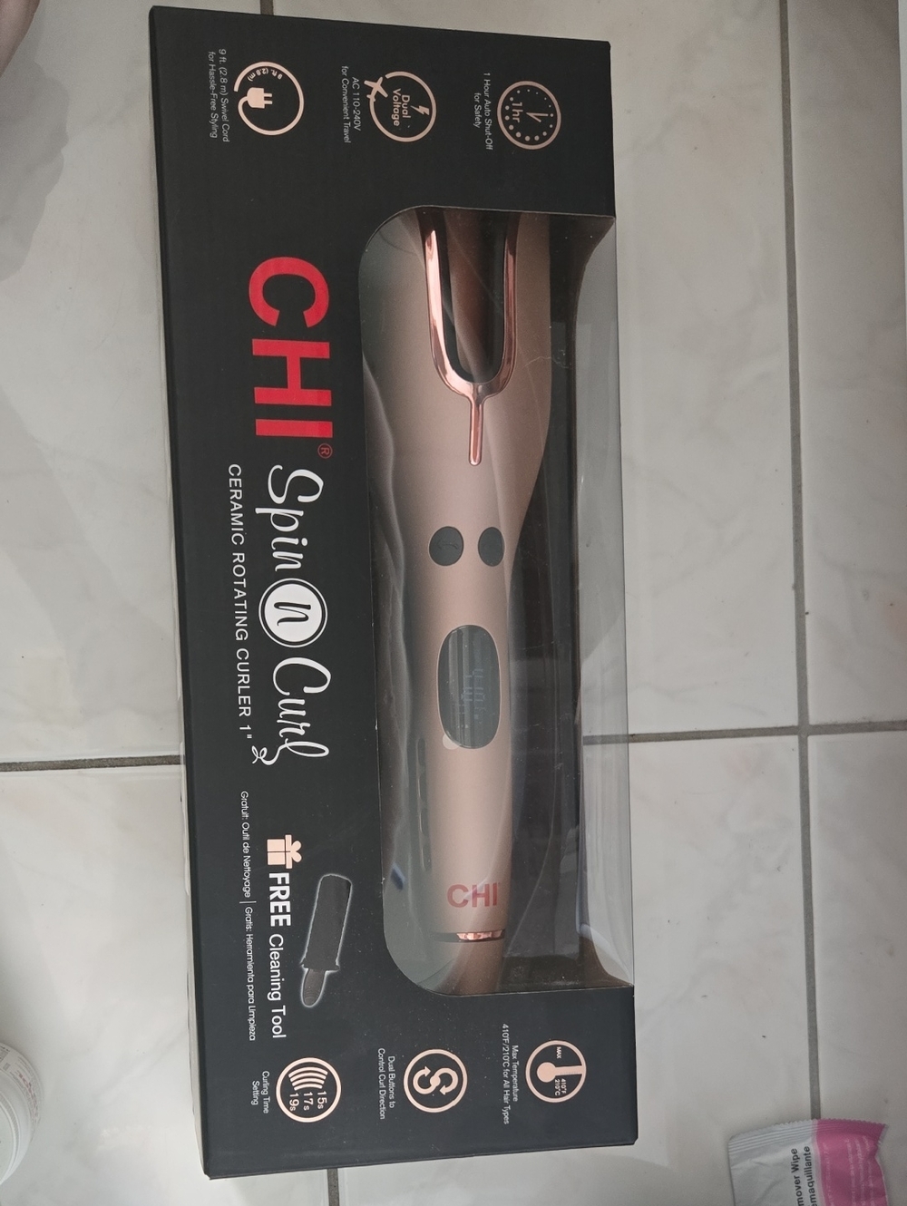 NWT Chi Spin N Curl Ceramic Rotating Curler - Rose Gold